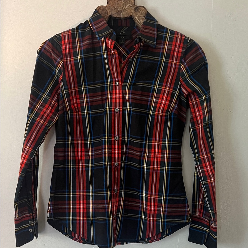 J. Crew Red and Blue Plaid Casual Shirt